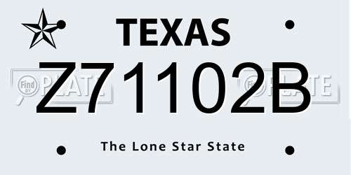 Z71102B Texas License Plate