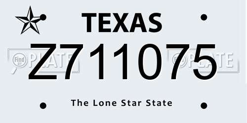 Z711075 Texas License Plate