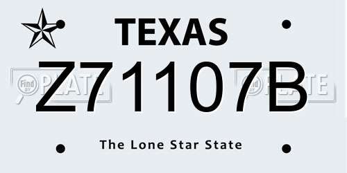 Z71107B Texas License Plate