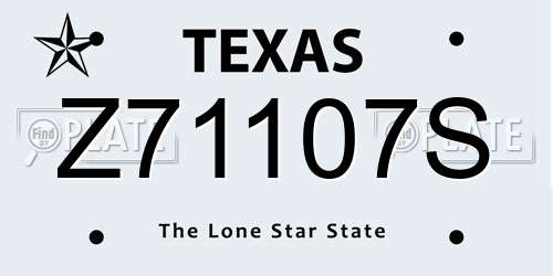 Z71107S Texas License Plate