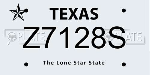 Z7128S Texas License Plate