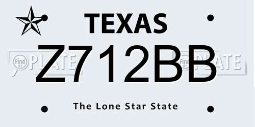 Z712BB Texas License Plate