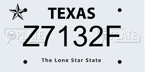 Z7132F Texas License Plate