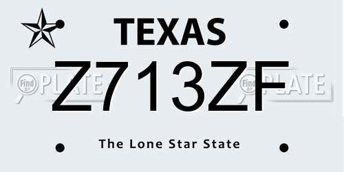 Z713ZF Texas License Plate