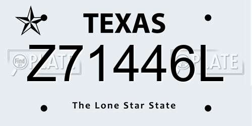 Z71446L Texas License Plate
