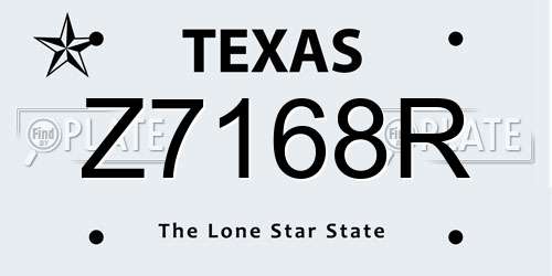 Z7168R Texas License Plate