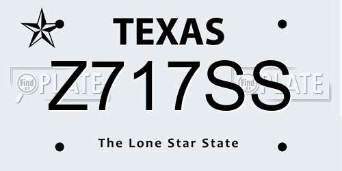 Z717SS Texas License Plate