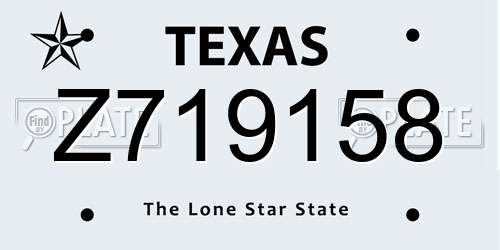 Z719158 Texas License Plate