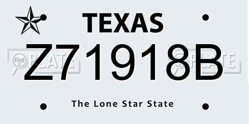 Z71918B Texas License Plate