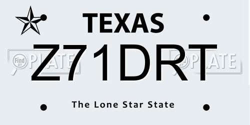 Z71DRT Texas License Plate