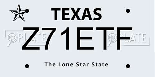 Z71ETF Texas License Plate
