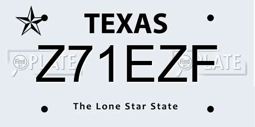 Z71EZF Texas License Plate