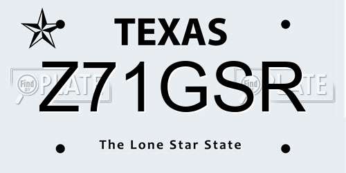 Z71GSR Texas License Plate