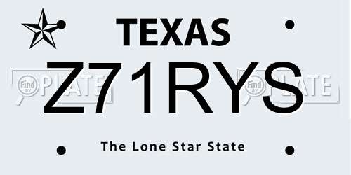 Z71RYS Texas License Plate
