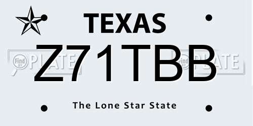 Z71TBB Texas License Plate