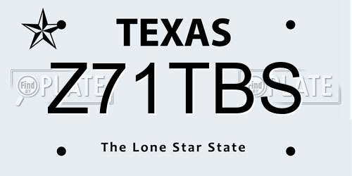 Z71TBS Texas License Plate