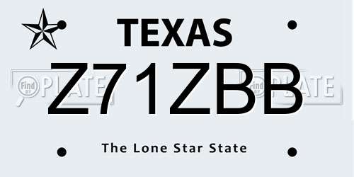 Z71ZBB Texas License Plate