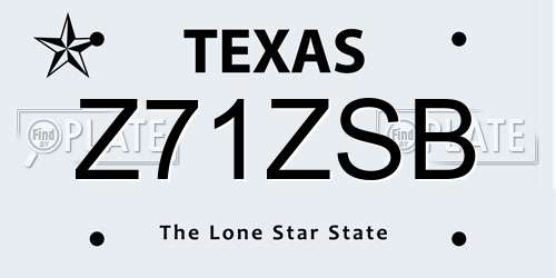 Z71ZSB Texas License Plate