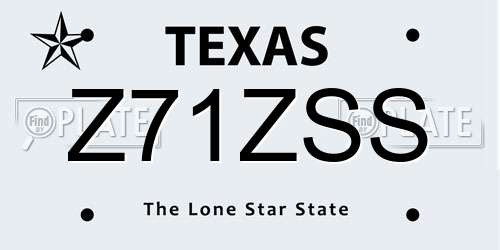 Z71ZSS Texas License Plate