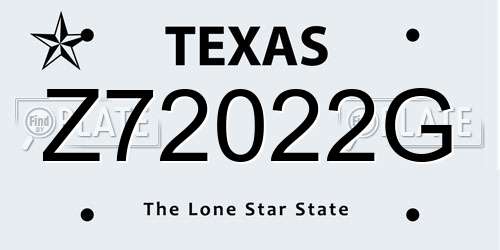 Z72022G Texas License Plate