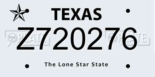 Z720276 Texas License Plate