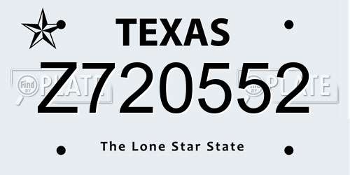 Z720552 Texas License Plate