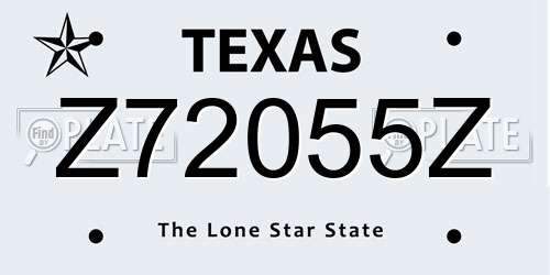 Z72055Z Texas License Plate