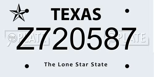 Z720587 Texas License Plate