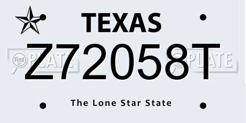 Z72058T Texas License Plate