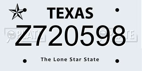 Z720598 Texas License Plate