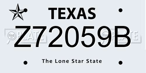 Z72059B Texas License Plate