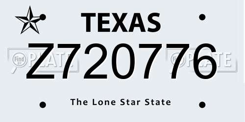 Z720776 Texas License Plate