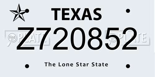 Z720852 Texas License Plate