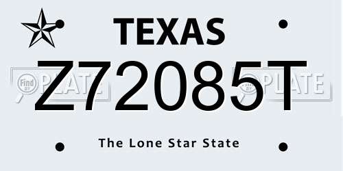 Z72085T Texas License Plate