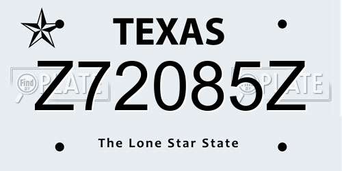 Z72085Z Texas License Plate