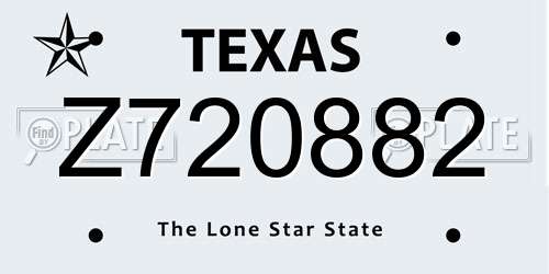 Z720882 Texas License Plate