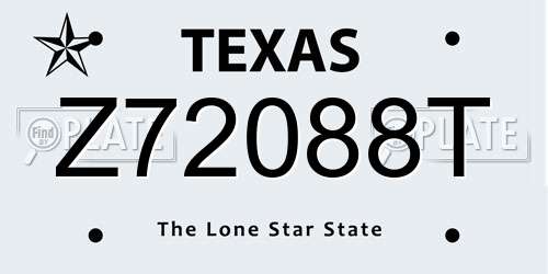 Z72088T Texas License Plate
