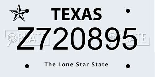 Z720895 Texas License Plate