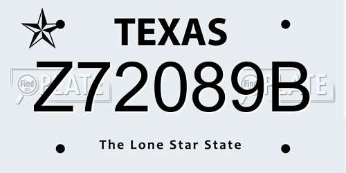 Z72089B Texas License Plate