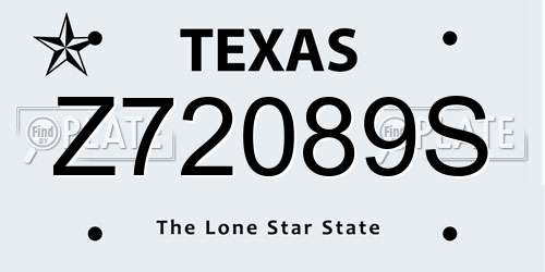 Z72089S Texas License Plate