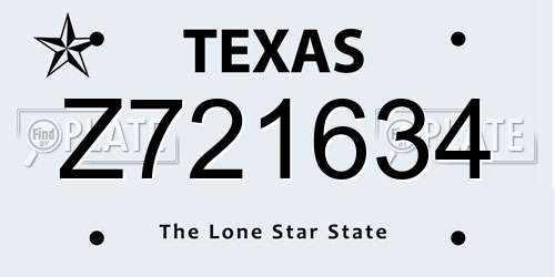 Z721634 Texas License Plate