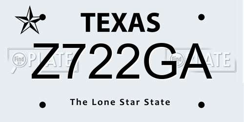 Z722GA Texas License Plate