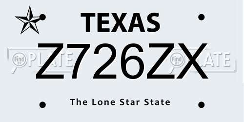 Z726ZX Texas License Plate