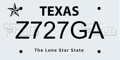 Z727GA Texas License Plate