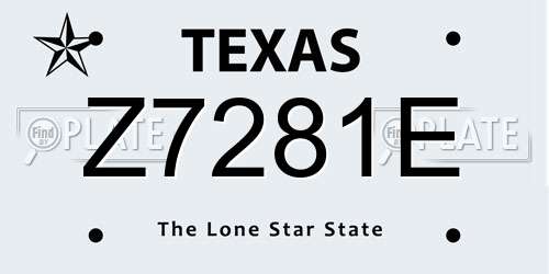 Z7281E Texas License Plate