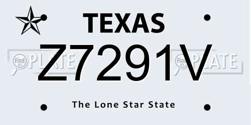 Z7291V Texas License Plate