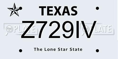 Z729IV Texas License Plate