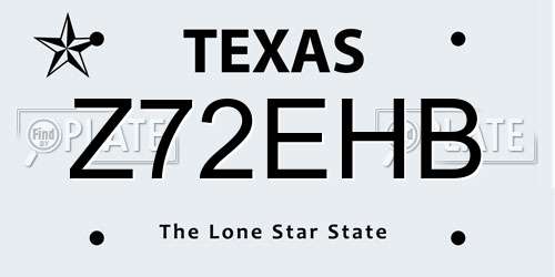 Z72EHB Texas License Plate