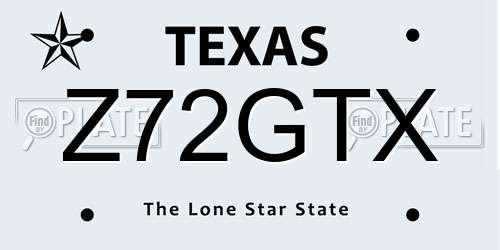 Z72GTX Texas License Plate