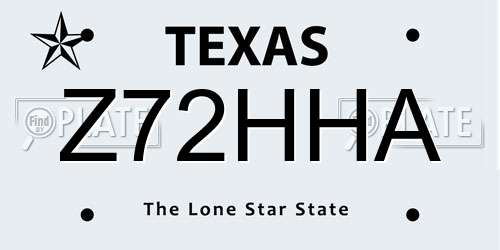 Z72HHA Texas License Plate